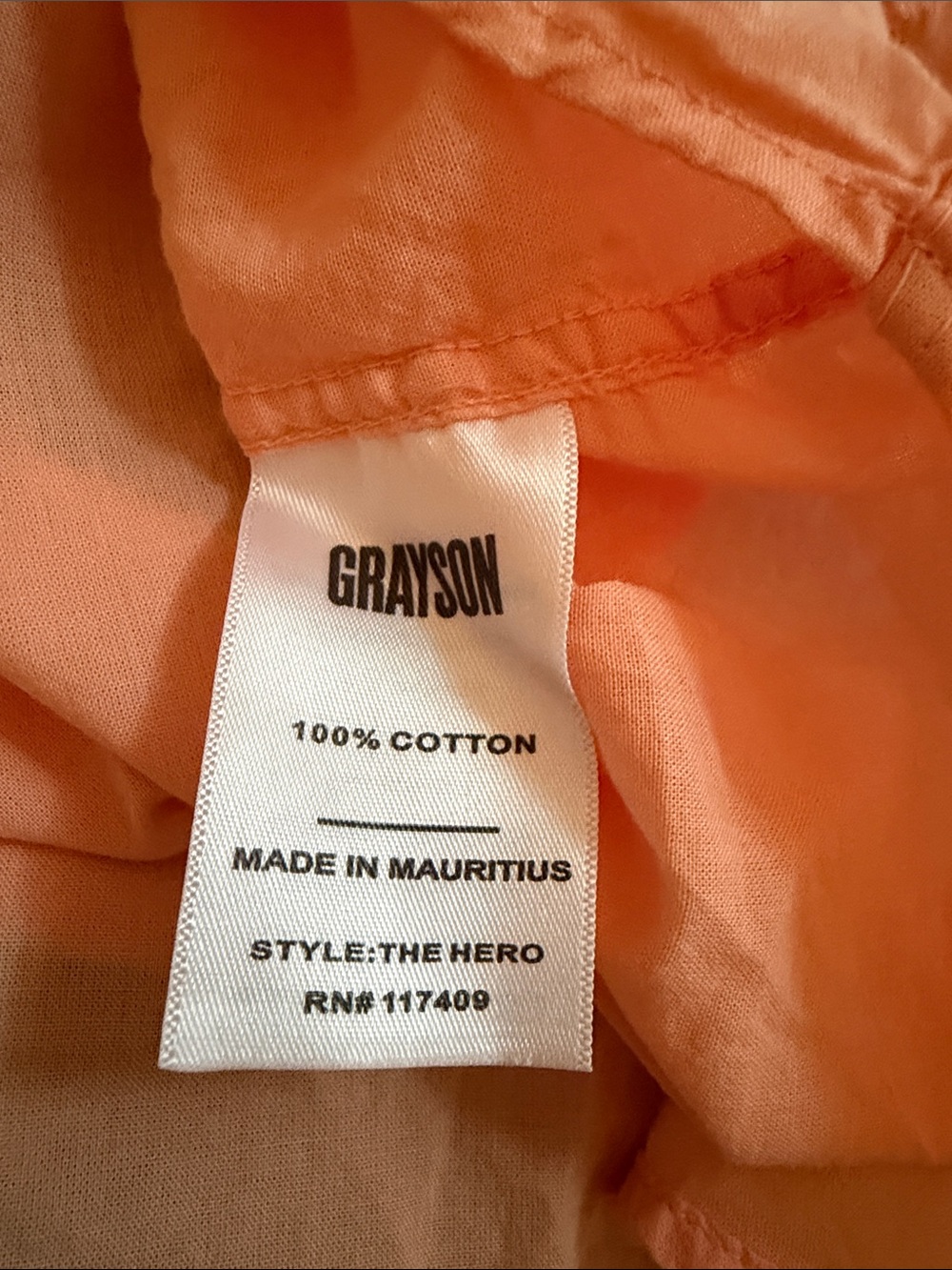 Grayson The Hero Button-Up Tissue-Cotton Button Down Shirt in Cantaloupe - Picture 8 of 9